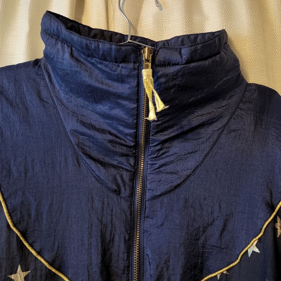 🌟 Vtg 80s Nylon Jogger Jacket | Star Print | Large - Picture 4 of 8